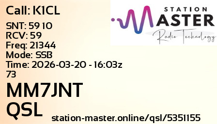 QSL Card for MM7JNT QSO with K1CL