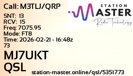 QSL Card for MJ7UKT QSO with M3TLJ/QRP