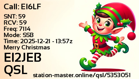 QSL Card for EI2JEB QSO with EI6LF