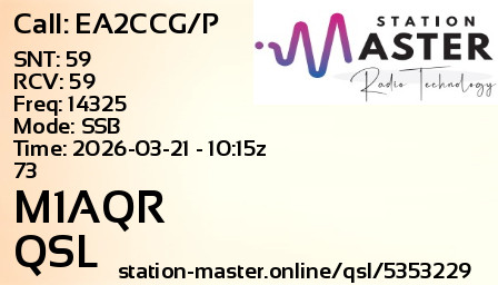 QSL Card for M1AQR QSO with EA2CCG/P