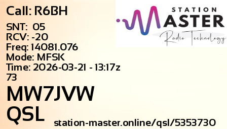 QSL Card for MW7JVW QSO with R6BH