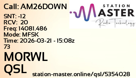 QSL Card for M0RWL QSO with AM26DOWN