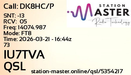 QSL Card for IU7TVA QSO with DK8HC/P