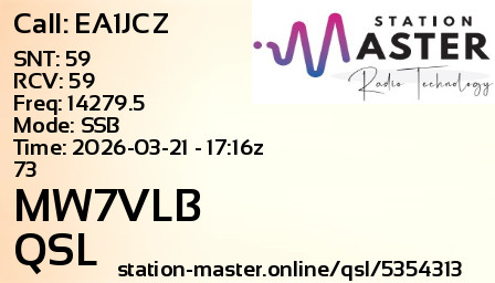 QSL Card for MW7VLB QSO with EA1JCZ