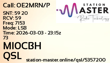 QSL Card for MI0CBH QSO with OE2MRN/P