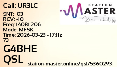 QSL Card for G4BHE QSO with UR3LC