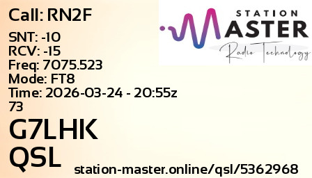 QSL Card for G7LHK QSO with RN2F