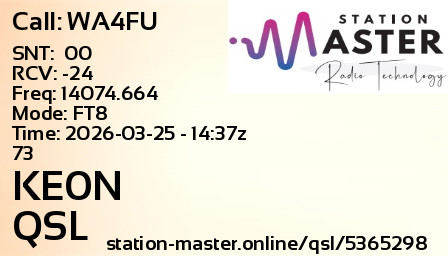 QSL Card for KE0N QSO with WA4FU