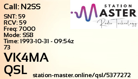 QSL Card for VK4MA QSO with N2SS