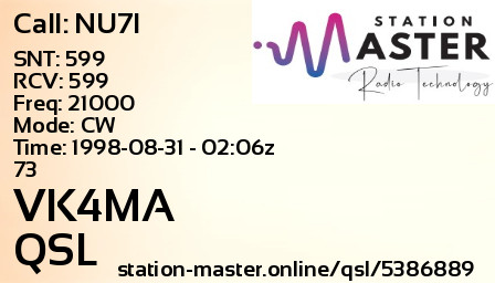QSL Card for VK4MA QSO with NU7I