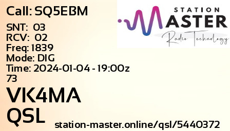 QSL Card for VK4MA QSO with SQ5EBM