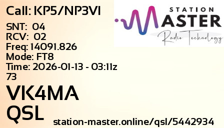 QSL Card for VK4MA QSO with KP5/NP3VI