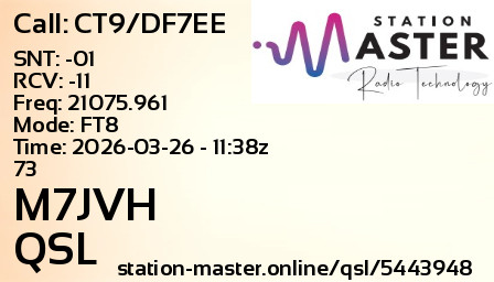 QSL Card for M7JVH QSO with CT9/DF7EE