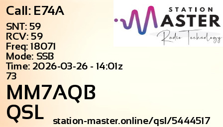 QSL Card for MM7AQB QSO with E74A