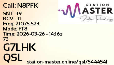 QSL Card for G7LHK QSO with N8PFK