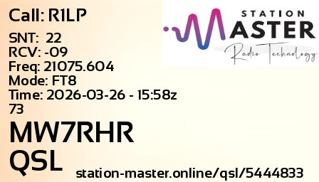 QSL Card for MW7RHR QSO with R1LP