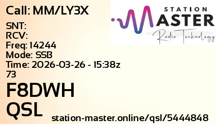 QSL Card for F8DWH QSO with MM/LY3X