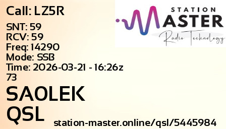 QSL Card for SA0LEK QSO with LZ5R