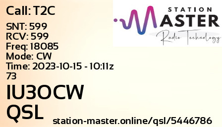 QSL Card for IU3OCW QSO with T2C