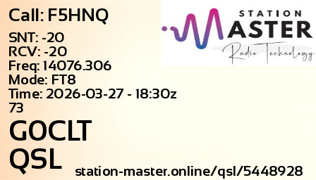 QSL Card for G0CLT QSO with F5HNQ