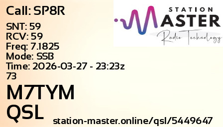 QSL Card for M7TYM QSO with SP8R