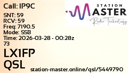 QSL Card for LX1FP QSO with IP9C
