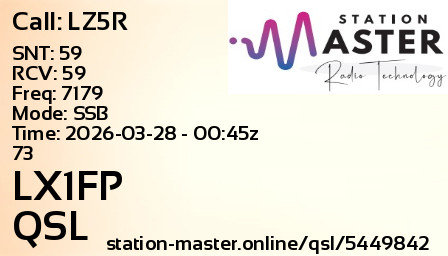 QSL Card for LX1FP QSO with LZ5R