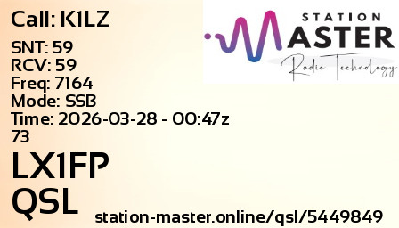 QSL Card for LX1FP QSO with K1LZ