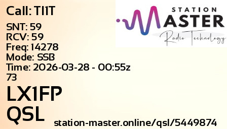 QSL Card for LX1FP QSO with TI1T