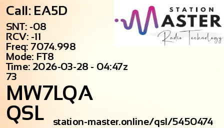 QSL Card for MW7LQA QSO with EA5D