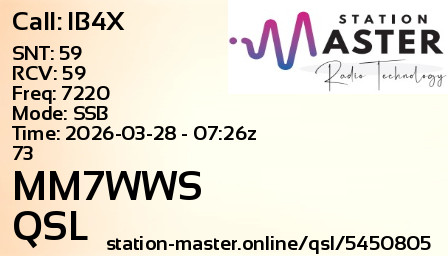 QSL Card for MM7WWS QSO with IB4X