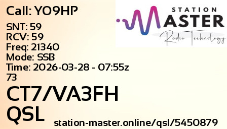 QSL Card for CT7/VA3FH QSO with YO9HP