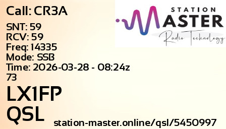 QSL Card for LX1FP QSO with CR3A