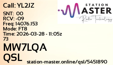 QSL Card for MW7LQA QSO with YL2JZ