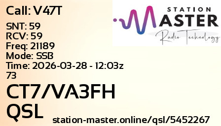 QSL Card for CT7/VA3FH QSO with V47T