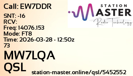 QSL Card for MW7LQA QSO with EW7DDR