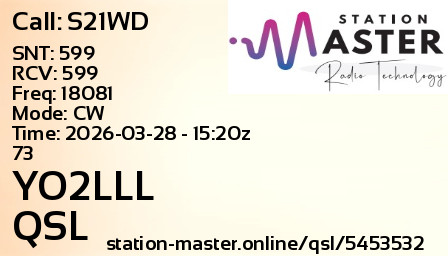 QSL Card for YO2LLL QSO with S21WD