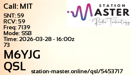 QSL Card for M6YJG QSO with M1T