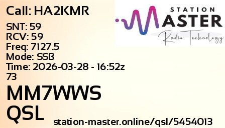 QSL Card for MM7WWS QSO with HA2KMR
