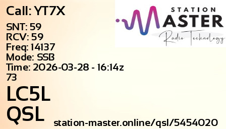 QSL Card for LC5L QSO with YT7X