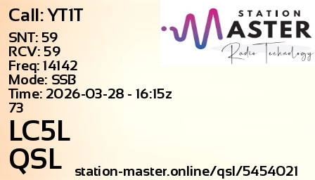 QSL Card for LC5L QSO with YT1T