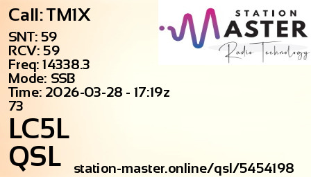 QSL Card for LC5L QSO with TM1X