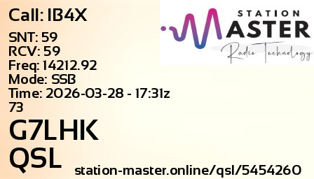 QSL Card for G7LHK QSO with IB4X