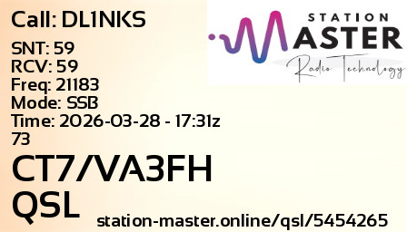 QSL Card for CT7/VA3FH QSO with DL1NKS