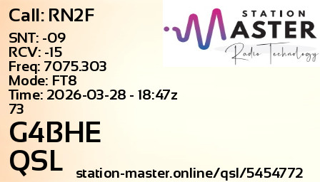 QSL Card for G4BHE QSO with RN2F