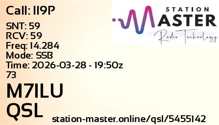 QSL Card for M7ILU QSO with II9P