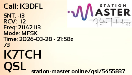 QSL Card for K7TCH QSO with K3DFL