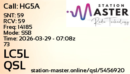 QSL Card for LC5L QSO with HG5A