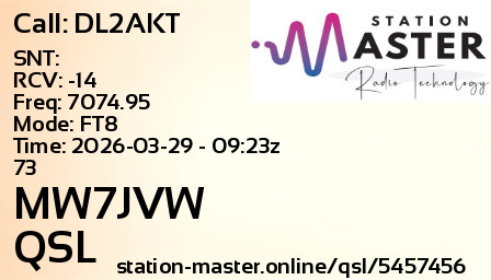 QSL Card for MW7JVW QSO with DL2AKT