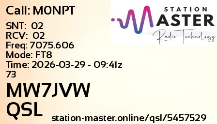 QSL Card for MW7JVW QSO with M0NPT